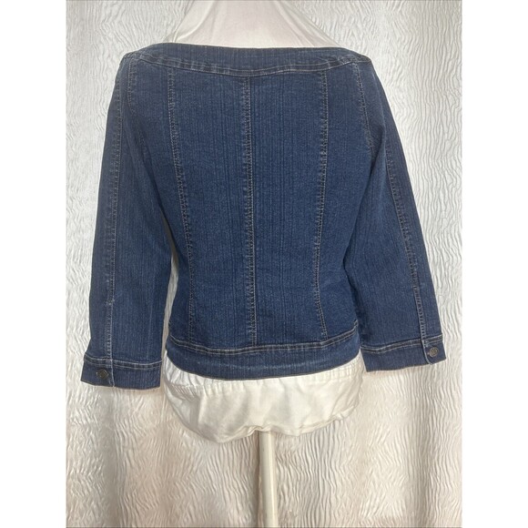 Soft Surroundings - Denim Stylish Jacket - Size M- Dark Wash-Scoop Neck - Picture 2 of 9